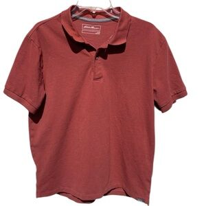 Eddie Bauer Brown Polo Shirt Soft Cotton Blend Casual Size L